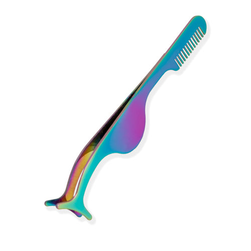 PINZA APLICADORA DE PESTAÑAS CON CEPILLO HOLOGRAFICA