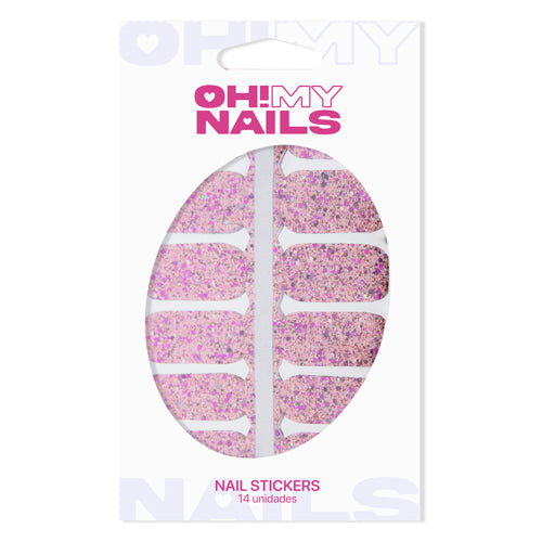 NAIL STICKERS PINK GLITTER